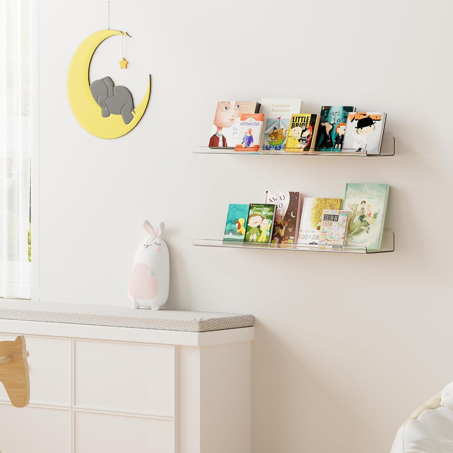 2 Estantes Acrílicos 23.6x5.5" para Niños y Baño
