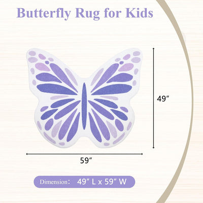 Alfombra mariposa para niñas 49x59" color morado