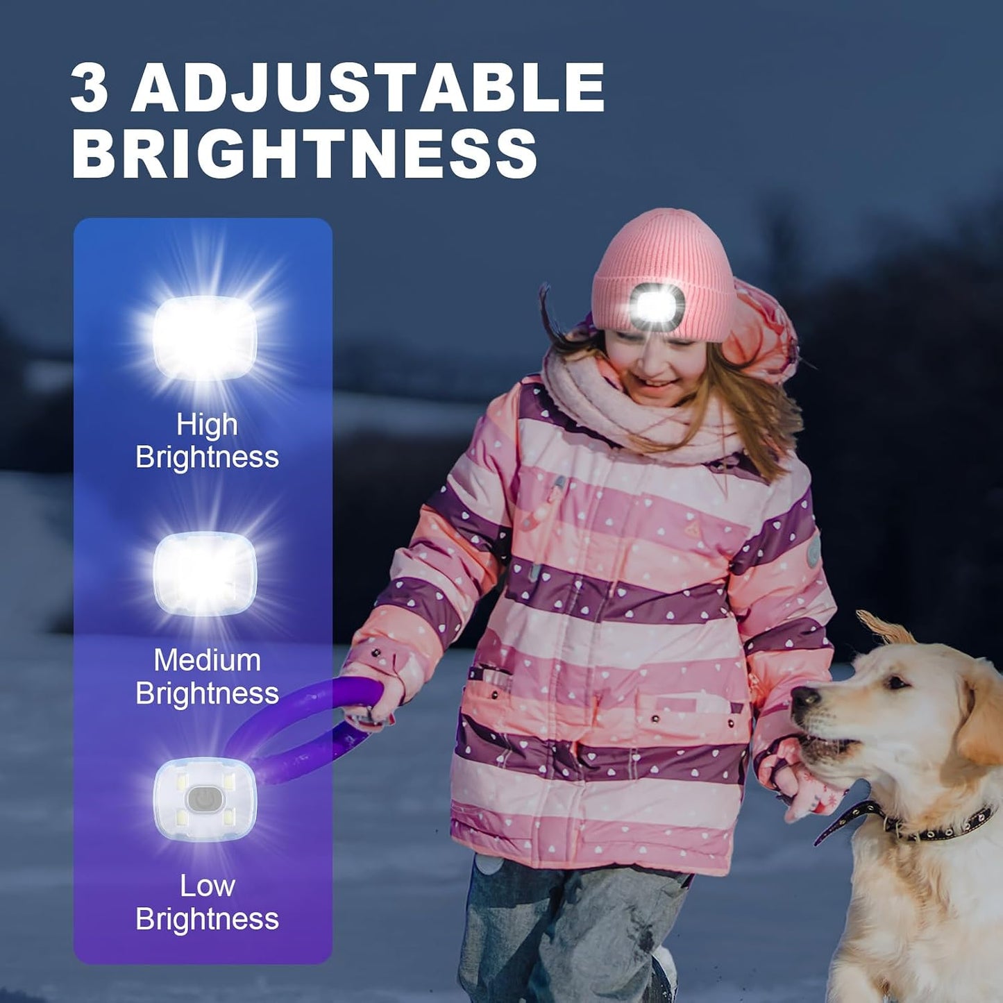 Gorro LED niños recargable USB con luz invierno