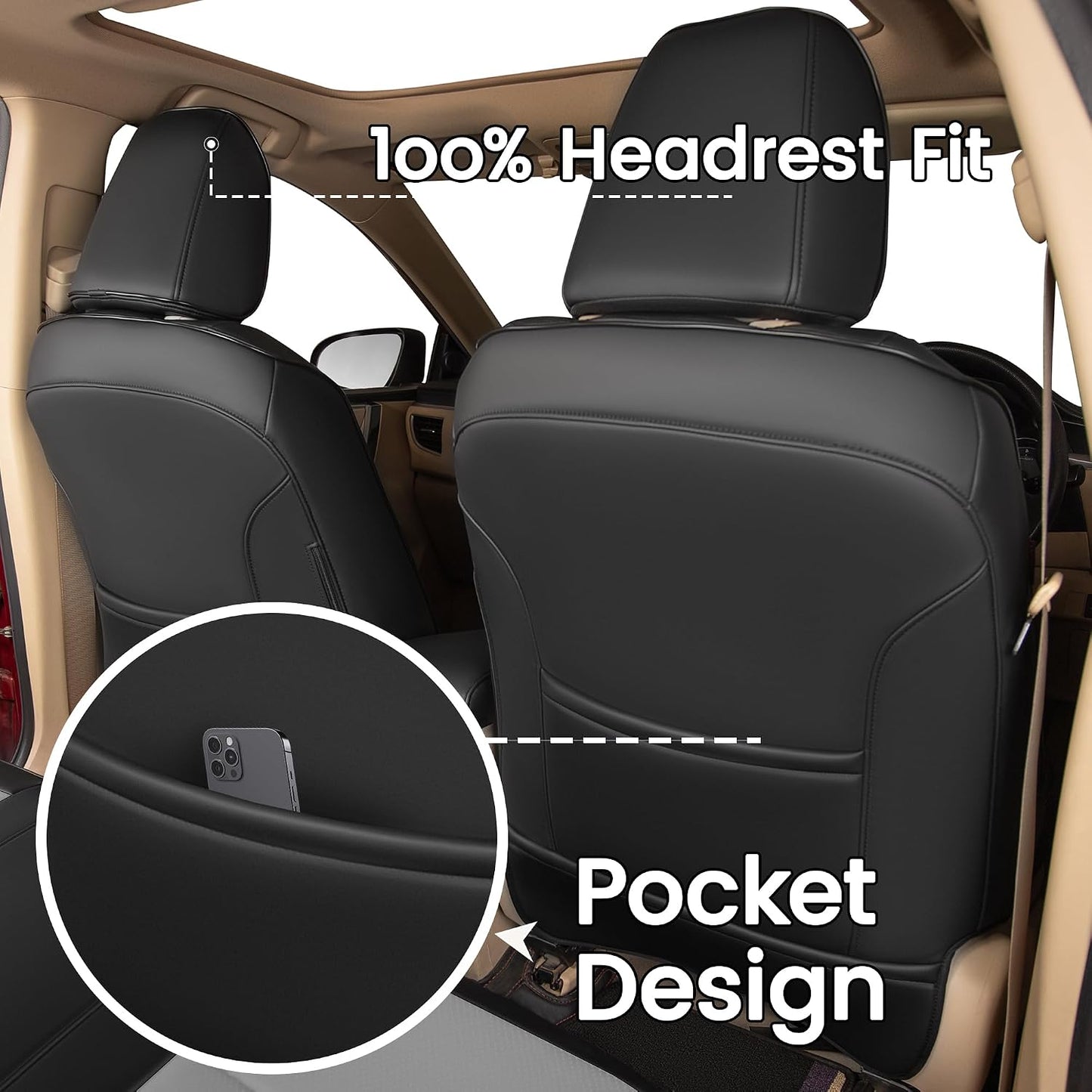 Set fundas asiento Corolla cuero sintético negro gris