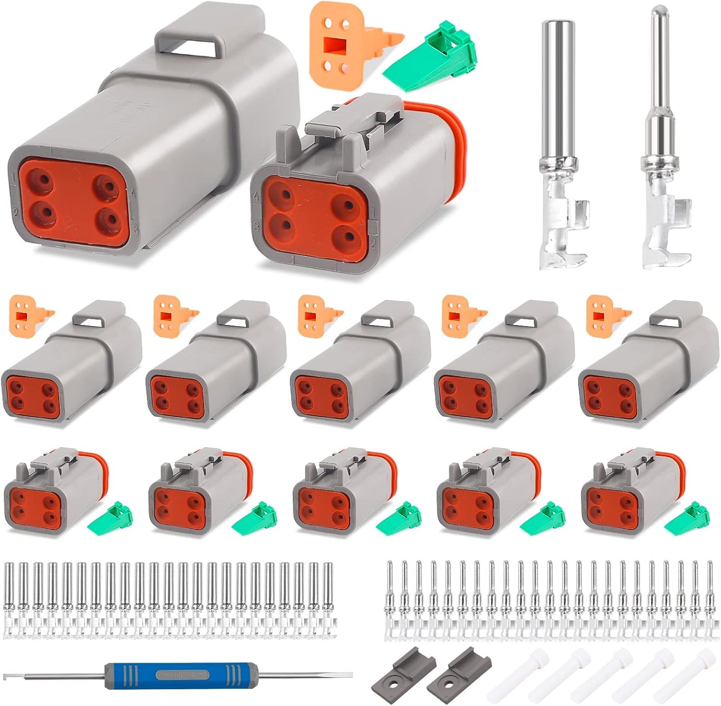 Kit conectores 4 pines impermeables 16 contactos 14-18 AWG