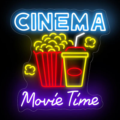 Letrero LED cine con luces neón palomitas decoración