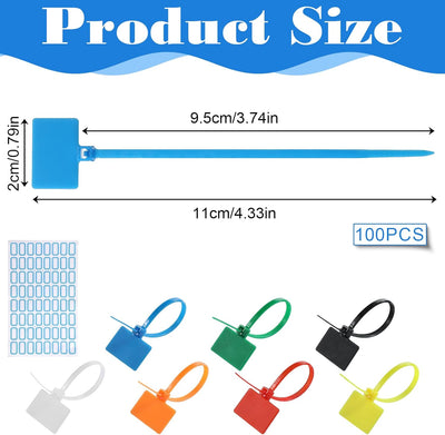 100 Pzas Bridas Multicolor Cables Con Etiquetas