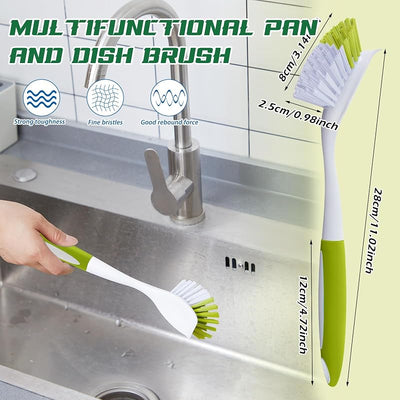 20 Cepillos Cocina Verde Claro 11pulg Antiderrap Cerdas Rígidas