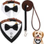 Conjunto collar y correa perro esmoquin con moño