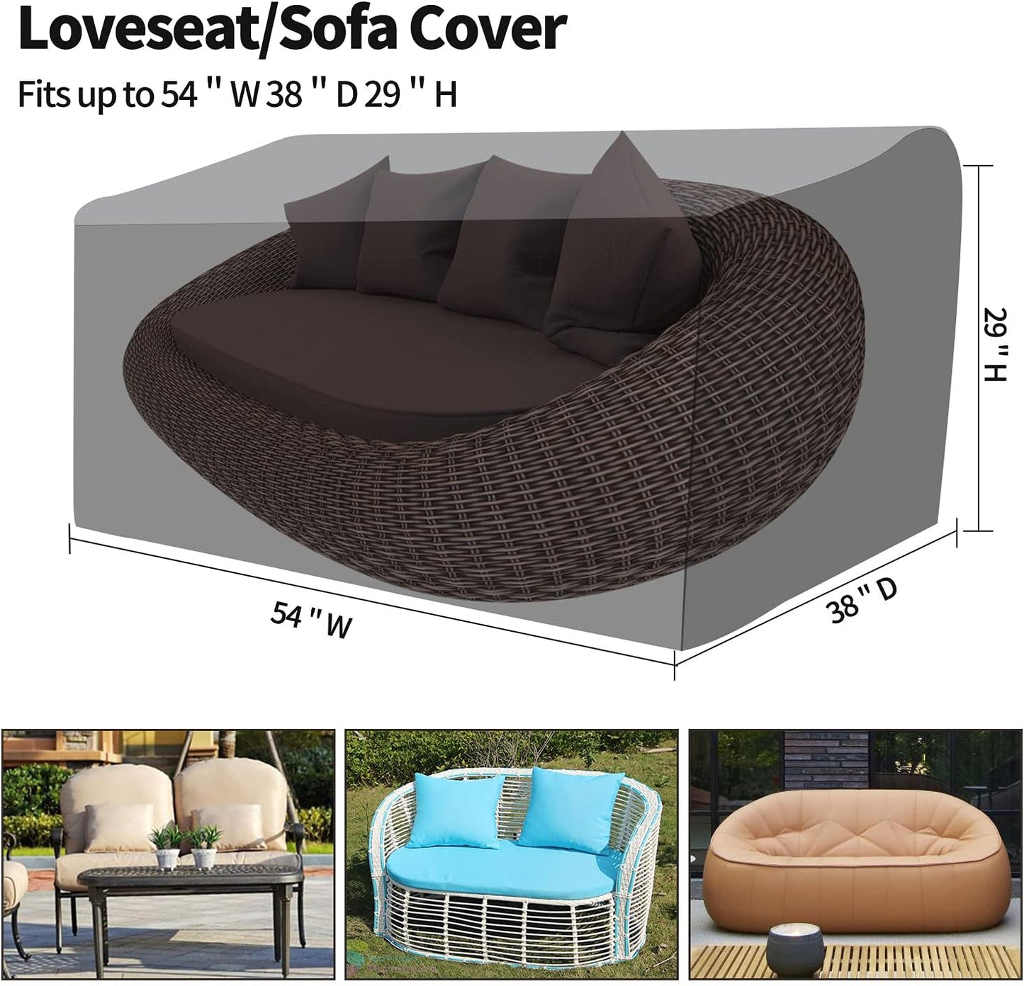 Funda sofá biplaza exterior 54" 600D impermeable