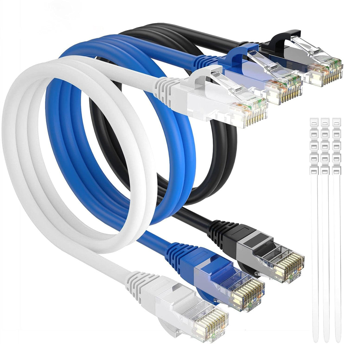 Cable Ethernet Cat6 15pies 3uds negro blanco