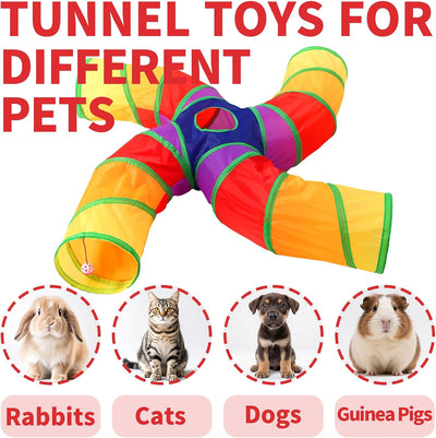 Túnel gatos interactivo curvado 4 vías con bola plegable