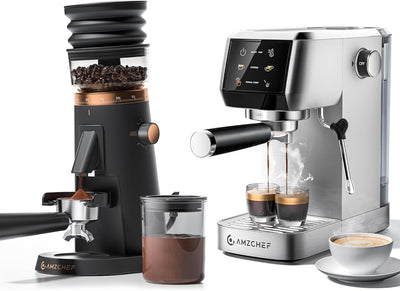 Máquina espresso AMZCHEF con molinillo dosis única y 20 bares