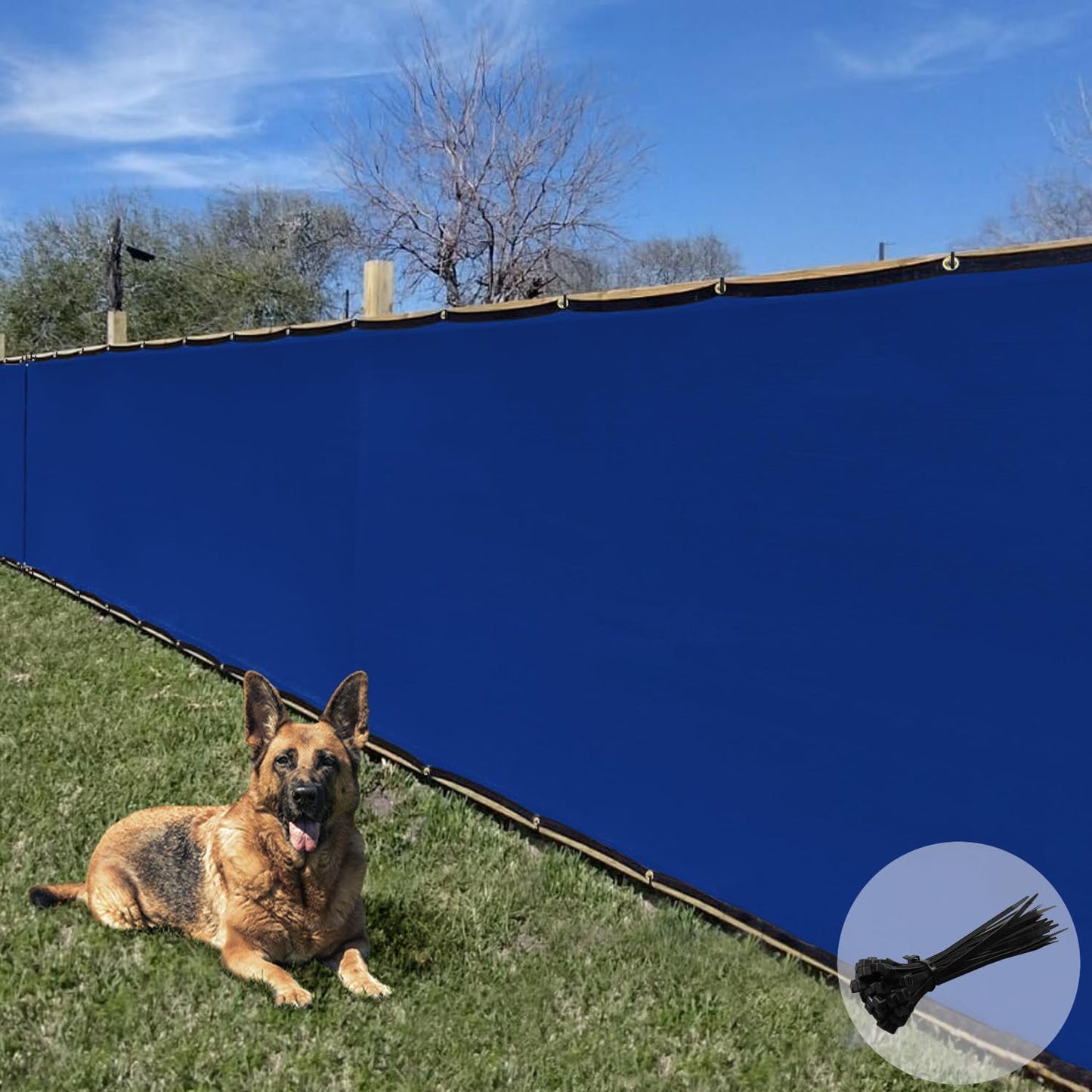 Valla privacidad 5x40pulg UV jardín patio con bridas Azul