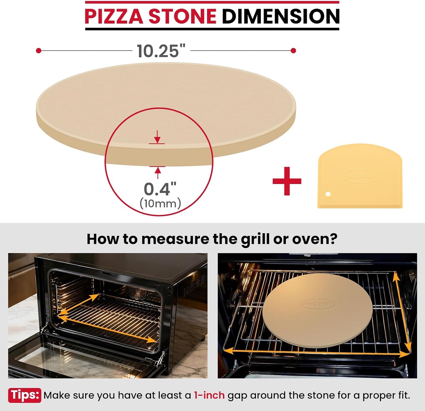 Piedra hornear pizza 10-16" para horno parrilla