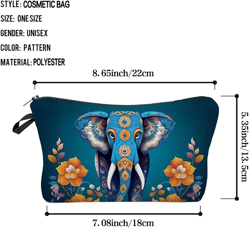 Bolsa maquillaje elefante étnico con cremallera regalo cumpleaños