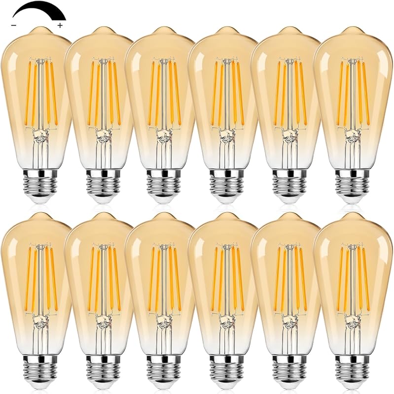 12 Pack Bombillas LED Edison ST64 7W 2700K E26 Regulables