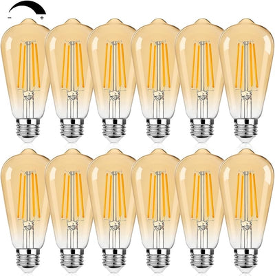 12 Pack Bombillas LED Edison ST64 7W 2700K E26 Regulables