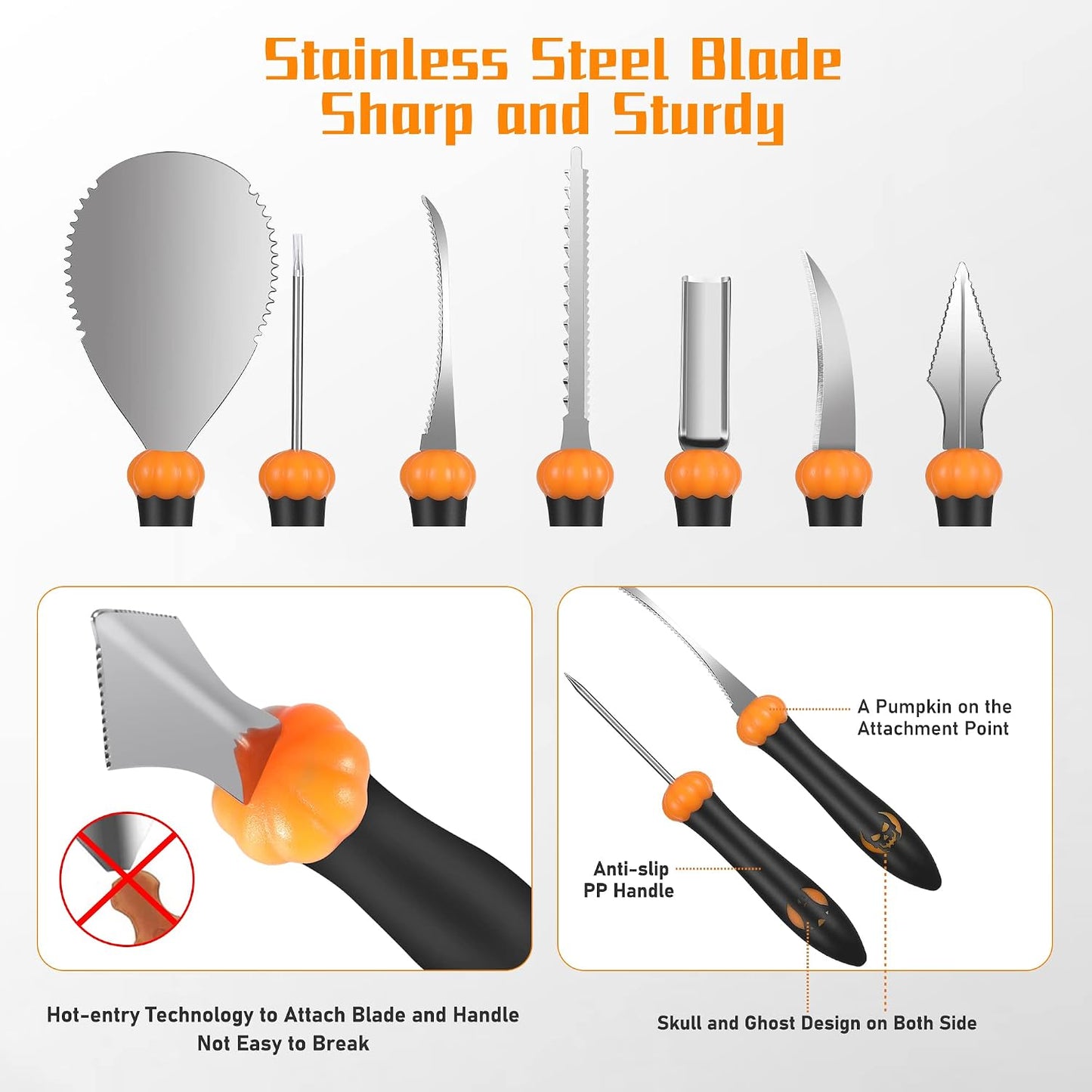 Kit 7 herramientas acero inox cuchillo tallar calabaza