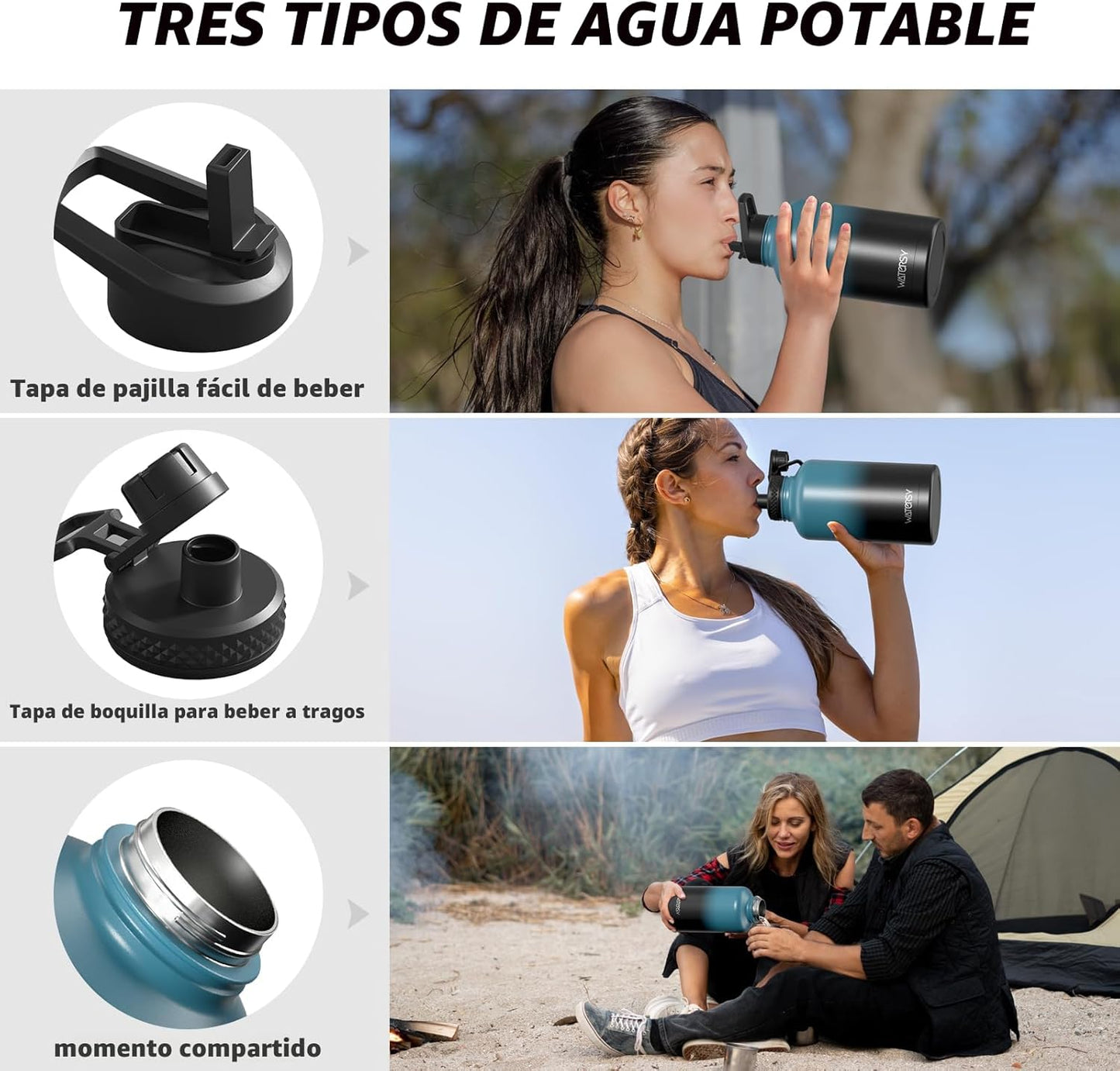Botella agua aislada sin BPA acero inox 64oz