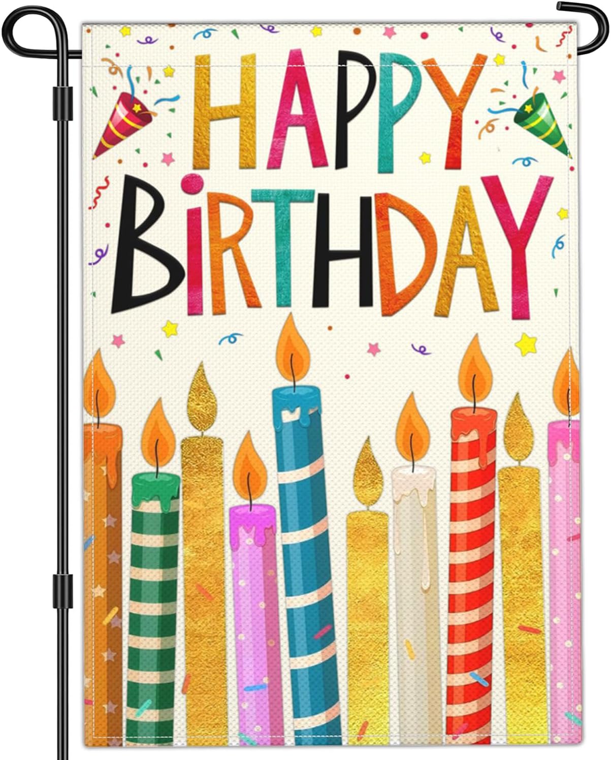 Banderas jardín feliz cumpleaños 12x18pulg doble cara poliéster