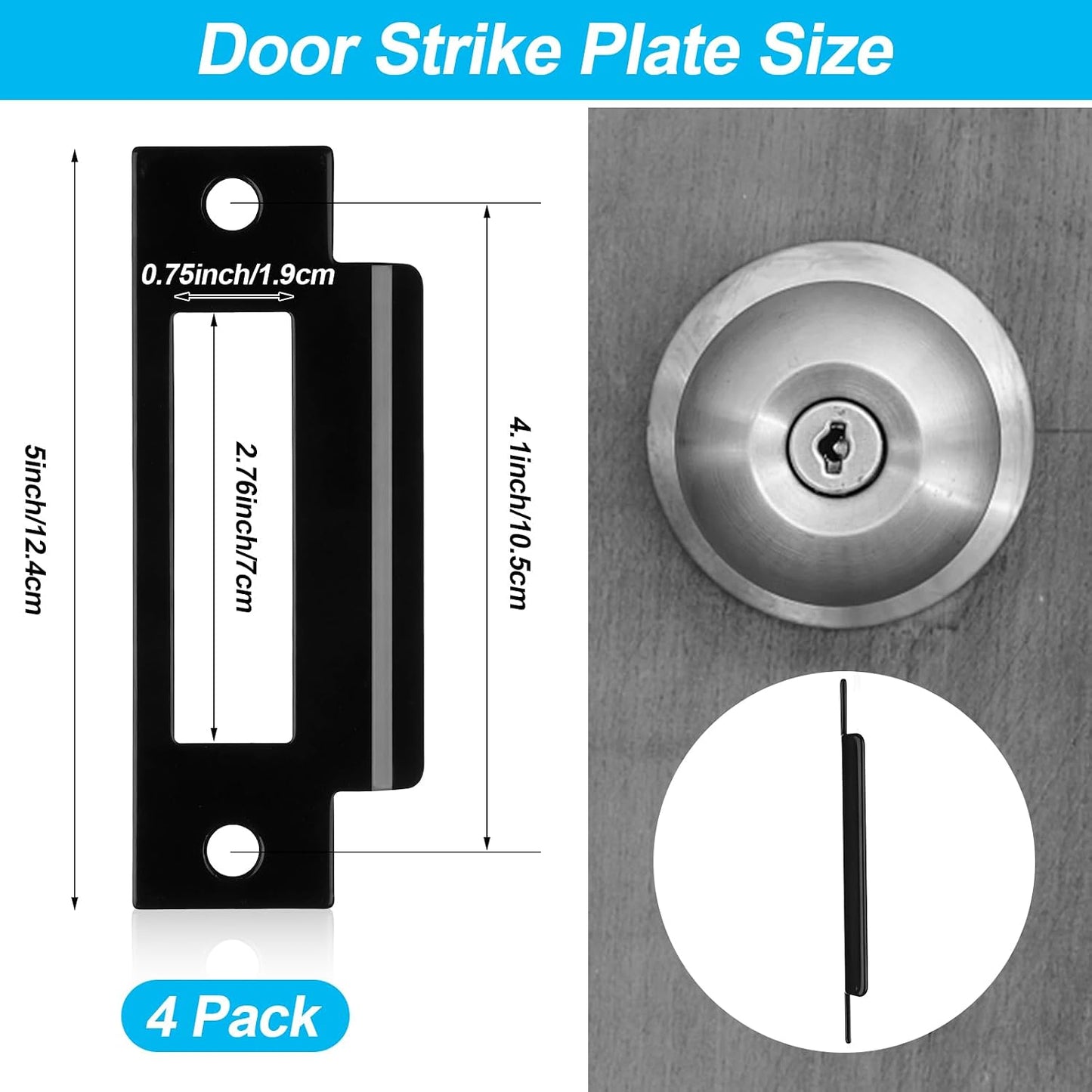 4 Pzas Placa Bloqueo T Acero Inox Negro Mate