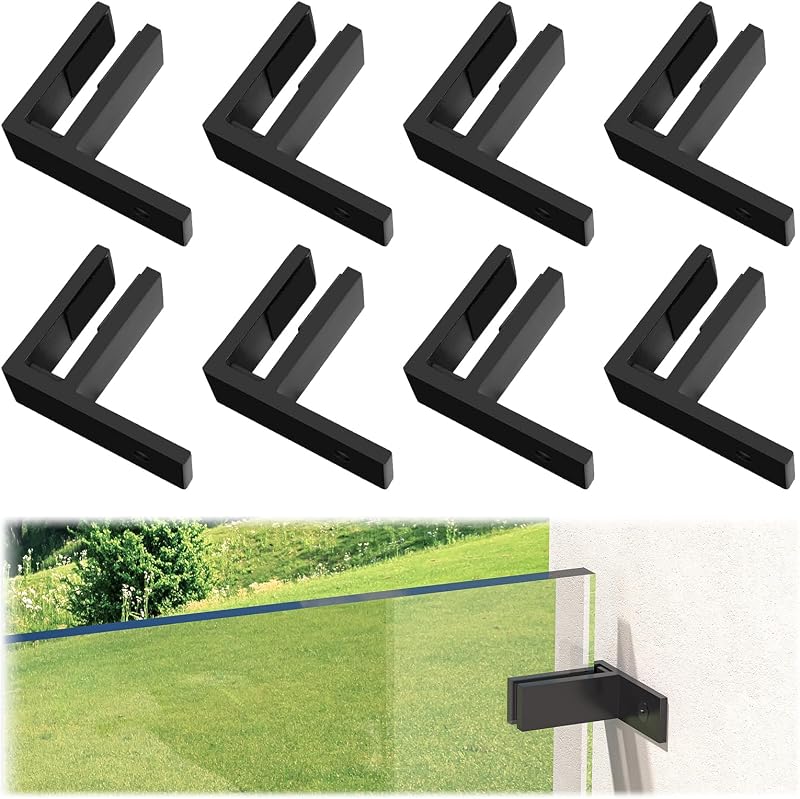 8 Pack Abrazadera Vidrio Mate Negro 10mm-13mm T304