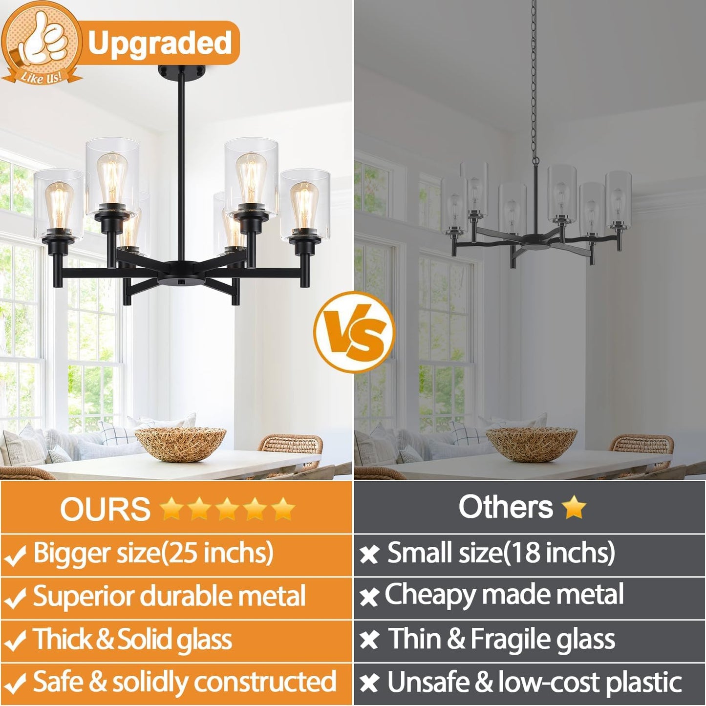 Candelabros negros 6 lámparas comedor vidrio