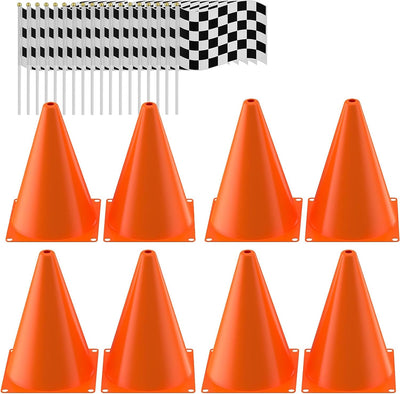 Conos tráfico banderas cuadros 8 conos 16 banderas fiesta