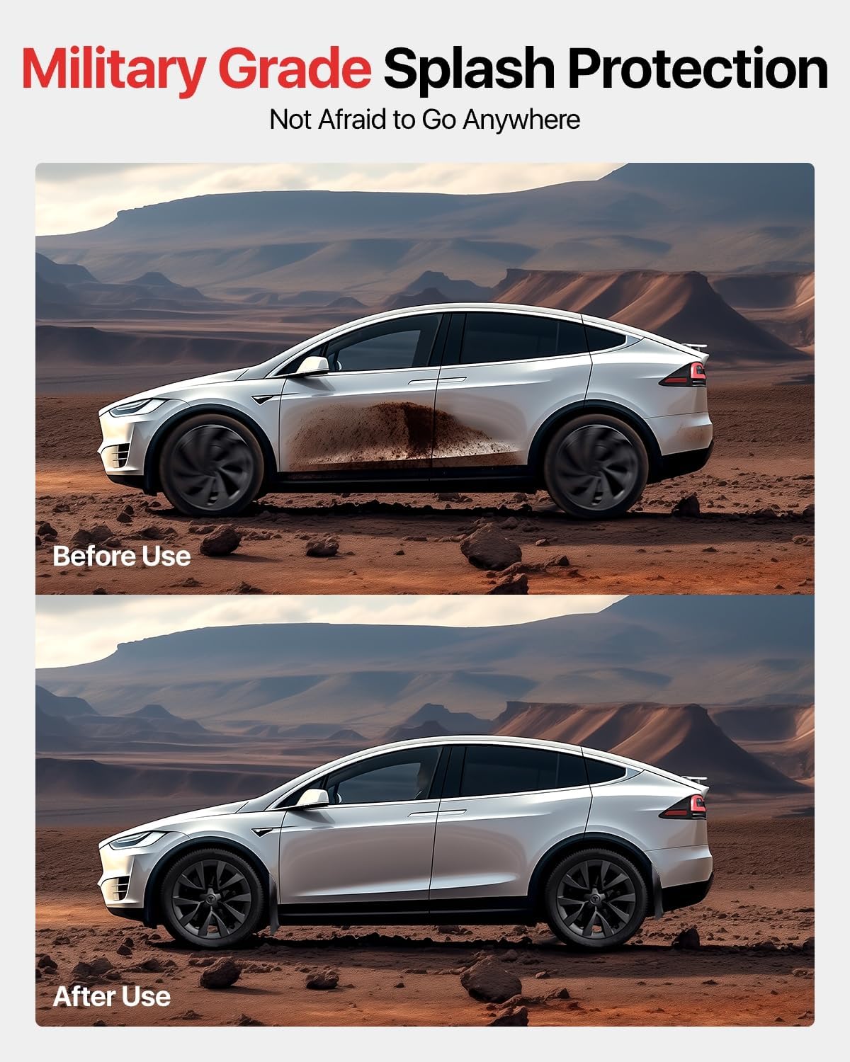 Set 4 Guardabarros Tesla Model X 22-25 Negro