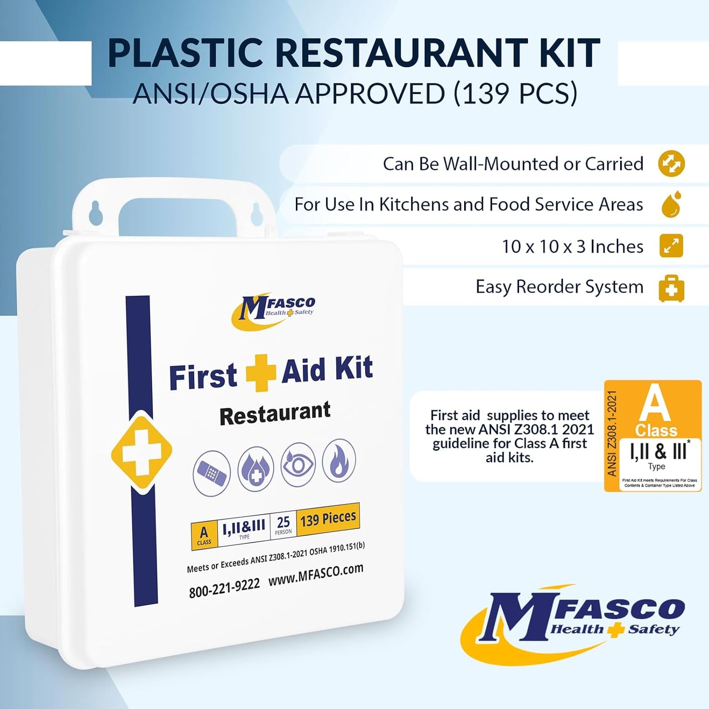 Kit primeros auxilios OSHA Clase A 2021 caja plástico 139