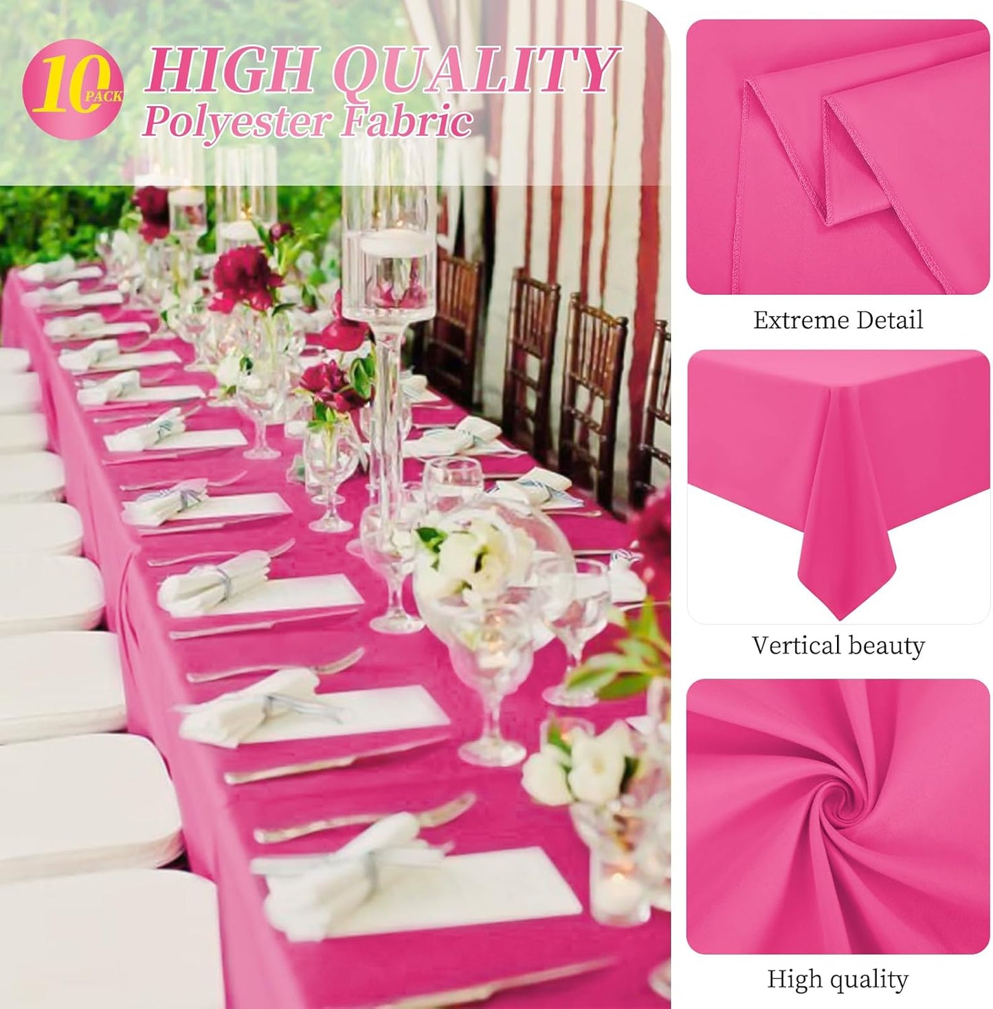 10 Manteles Poliéster Rosa 60x126pulg para Mesa 8ft