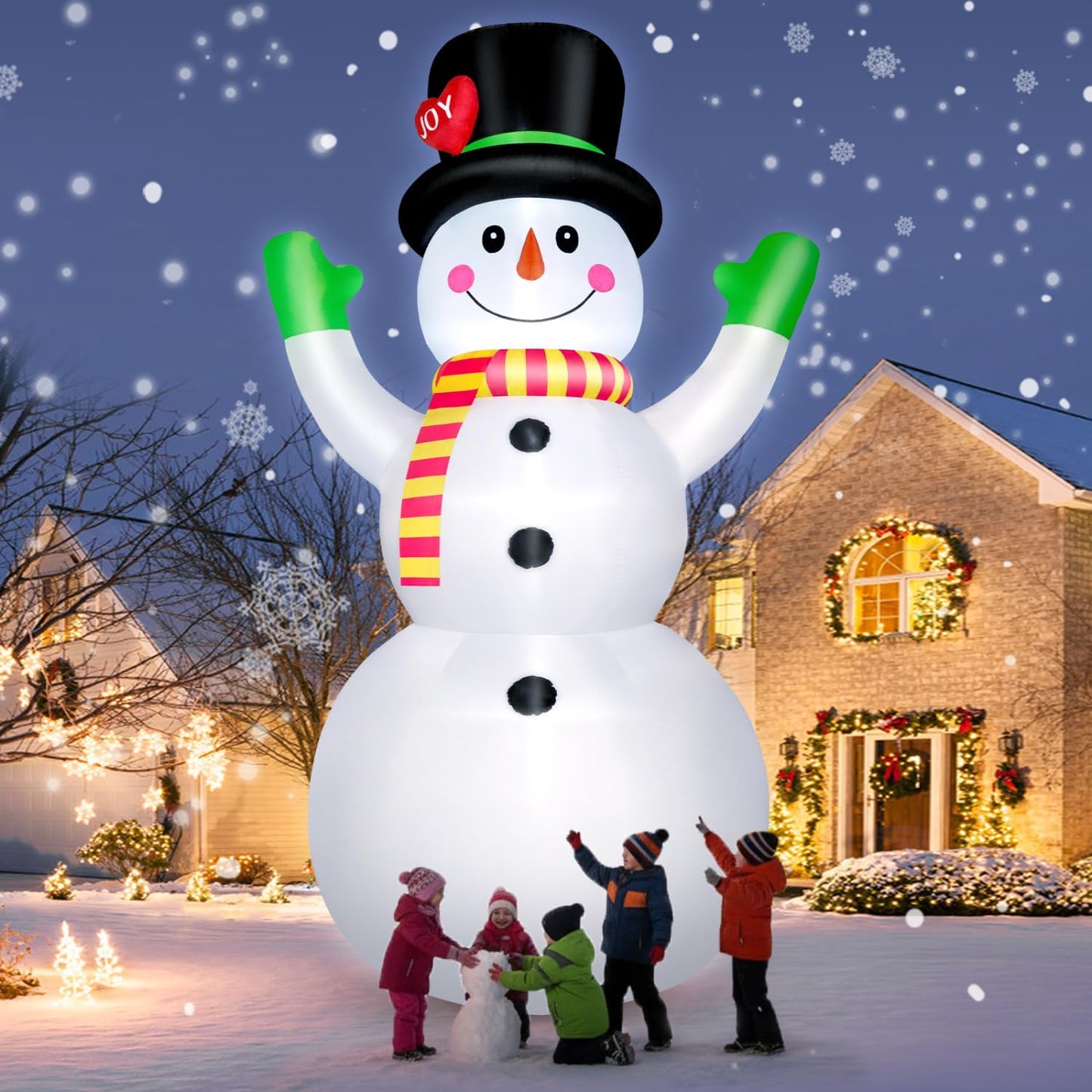 Muñeco nieve inflable 10ft luces LED decoración exterior