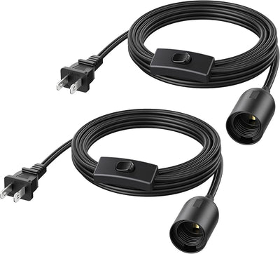 2 Pzas Cable Luz Colgante Enchufable 8ft Negro