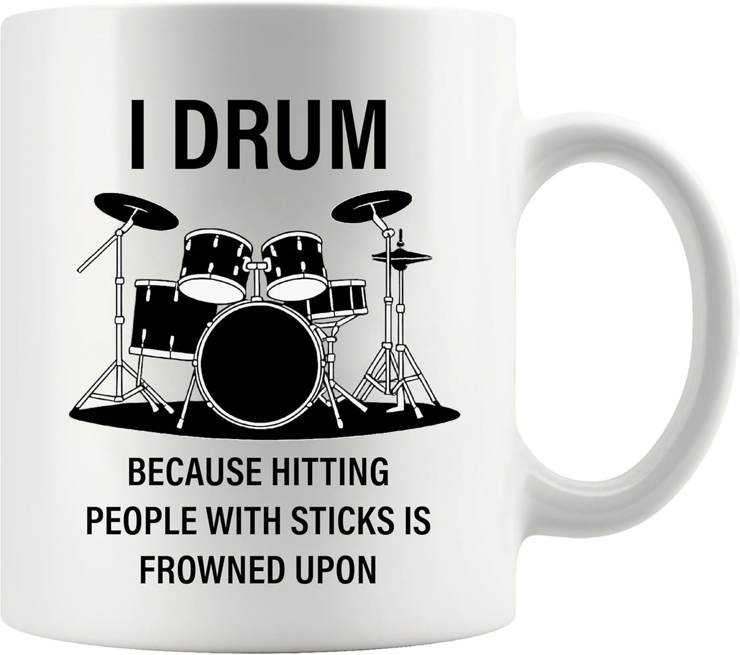 Taza cerámica con texto en inglés para drummers y músicos