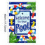 Bandera jardín doble cara 12x18pulg welcome pool verano