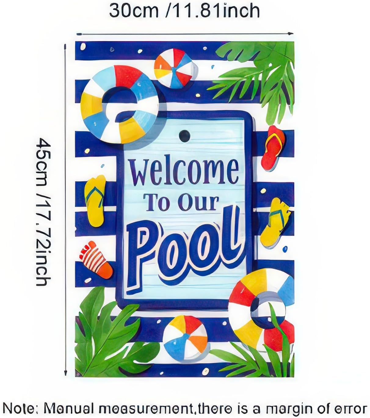 Bandera jardín doble cara 12x18pulg welcome pool verano