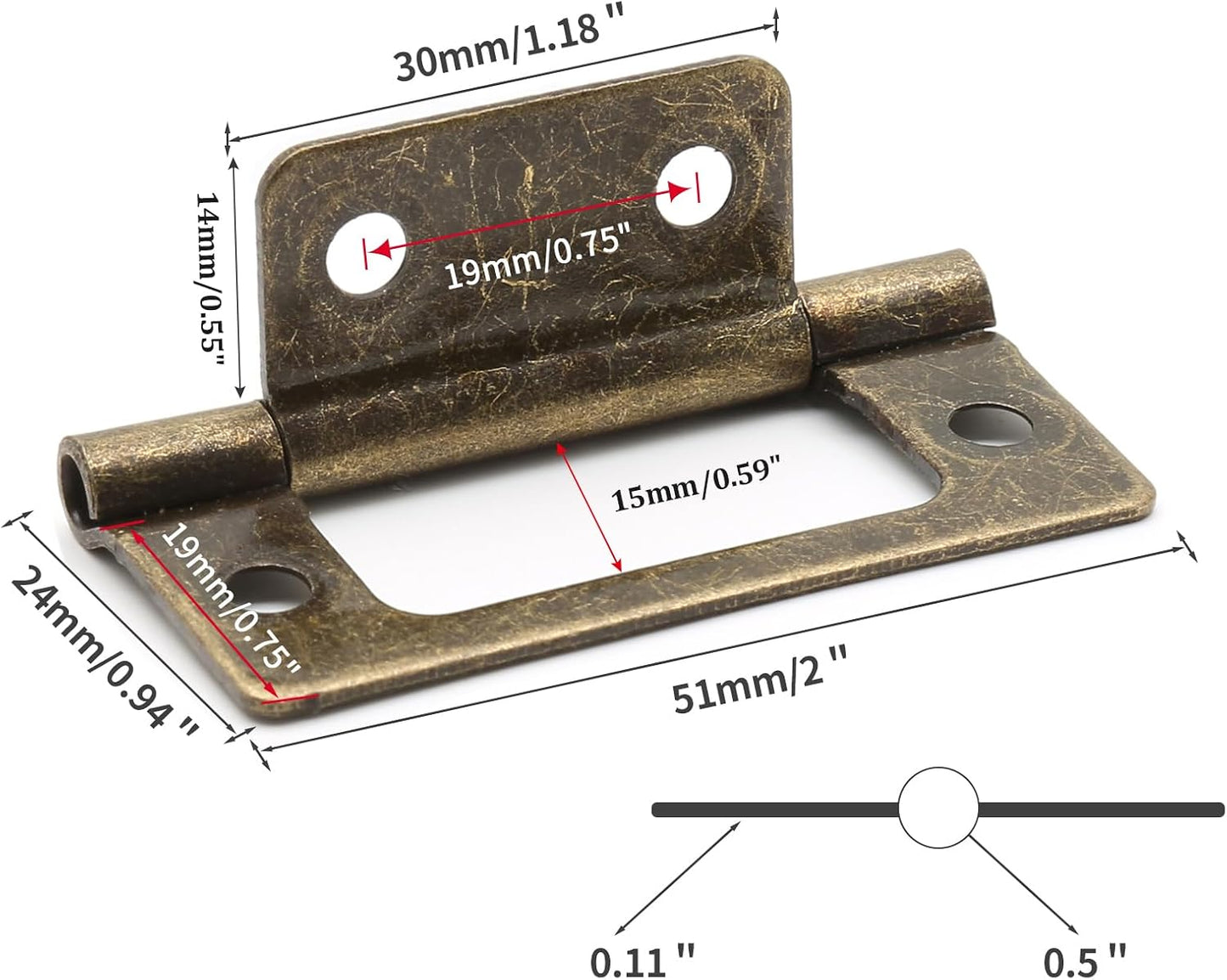 6 Pzas Bisagras Puerta Plegable Bronce 2x0.9"
