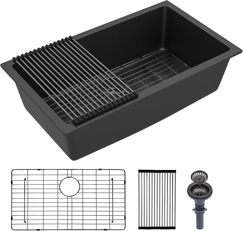 Fregadero cocina granito negro 33x19" Undermount