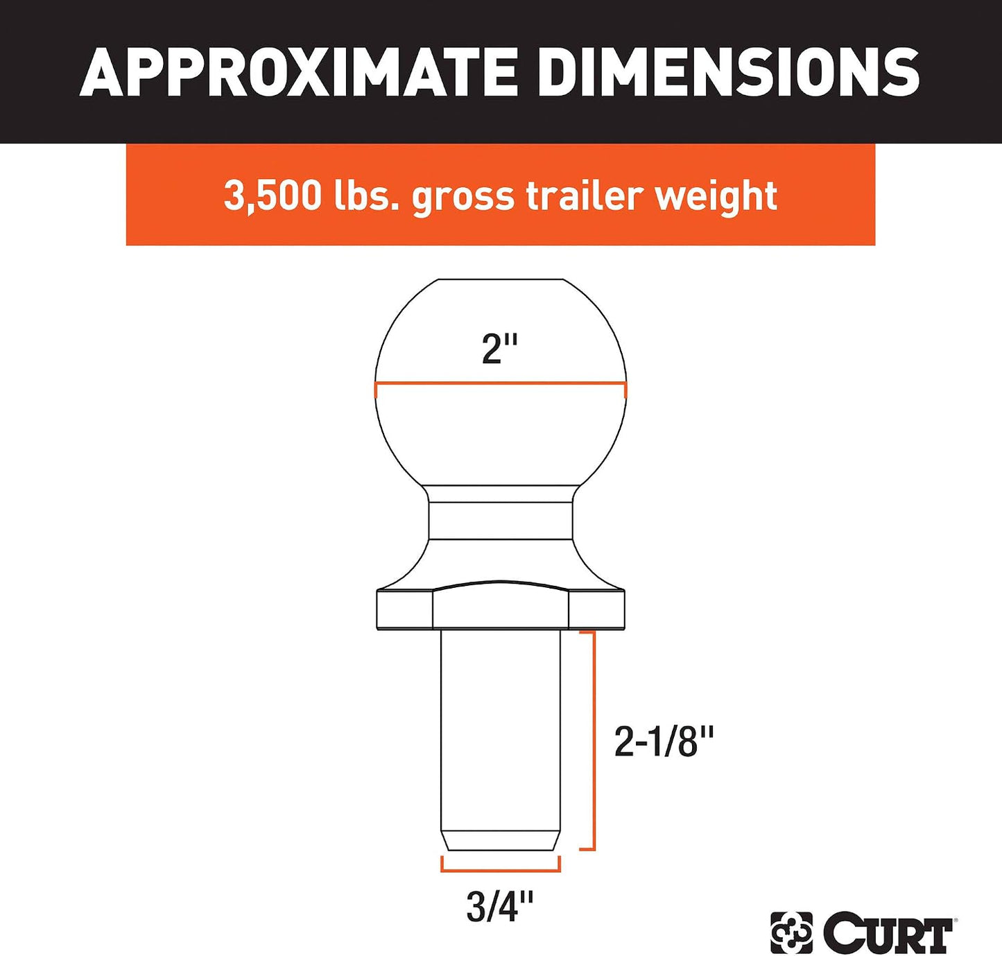 Bola enganche cromada para remolque 3500lb 2"