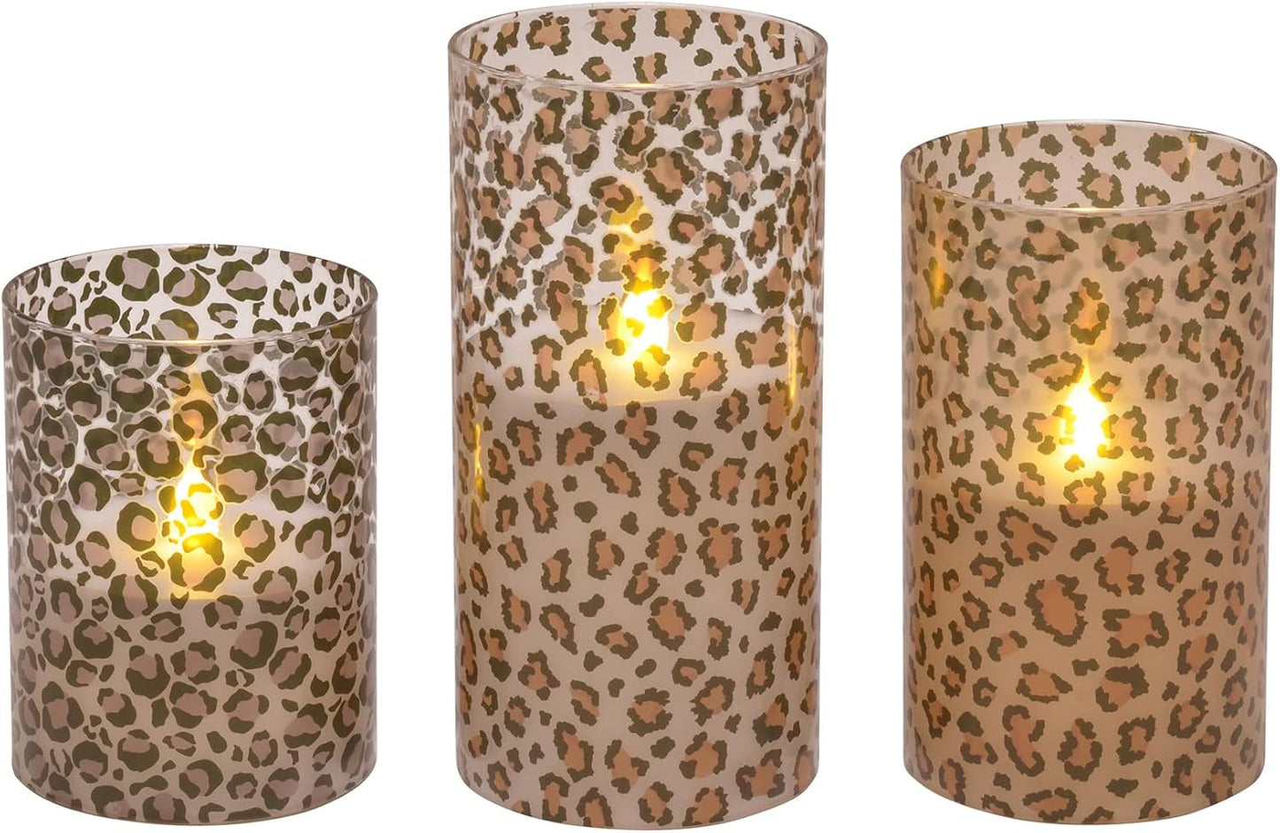 Set 3 velas LED cristal sin llama 6pulg animales