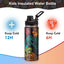 Botella agua aislada 18oz con popote doble pared para niños