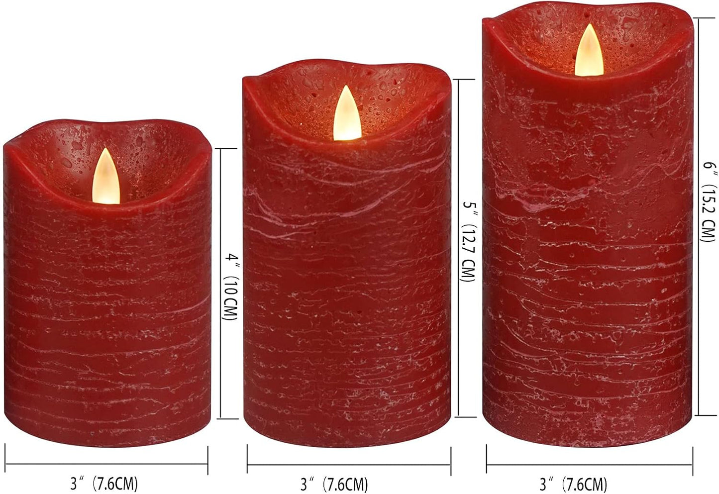 Velas cera real sin llama pilas control remoto LED pack 3