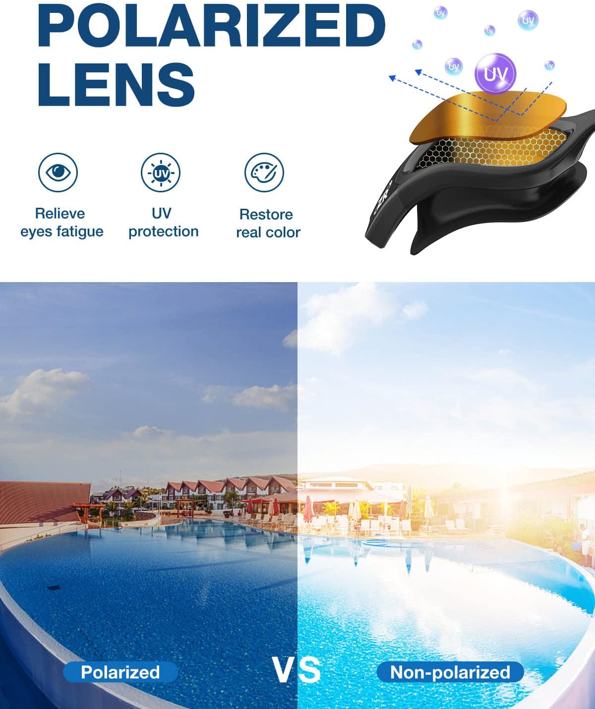 Gafas natación polarizadas unisex mujer adulta anti UV
