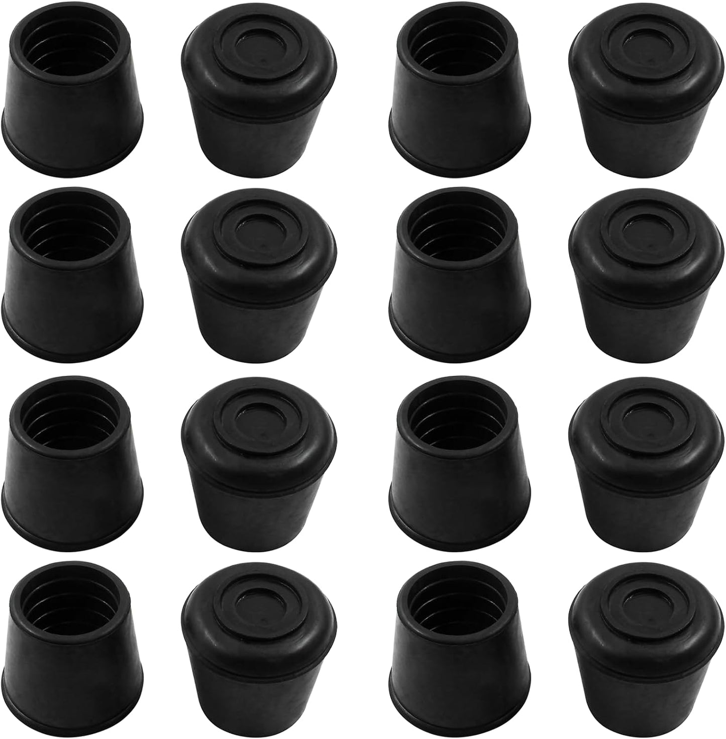 16 Tapas Goma Antideslizantes para Patas Silla 1pulg Negro