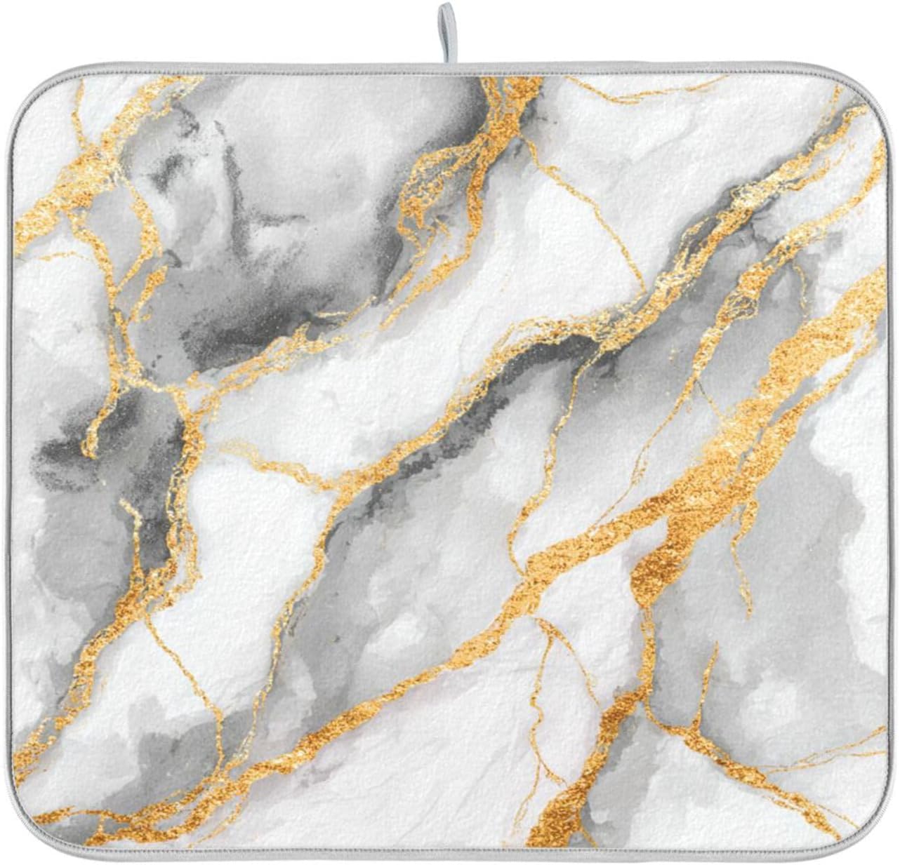 Tapete escurridor platos mármol blanco 16x18pulg microfibra
