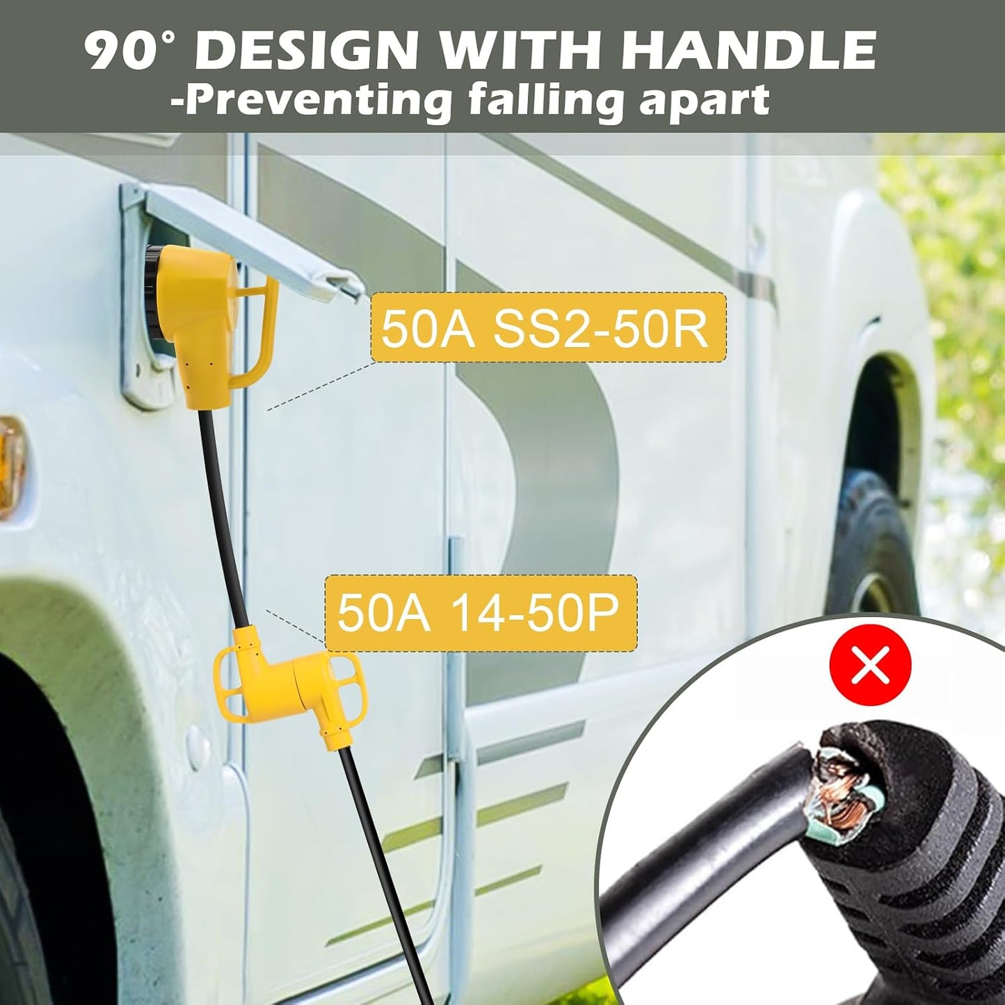 Adaptador 50A NEMA 14-50P a SS2-50R para RV y generador