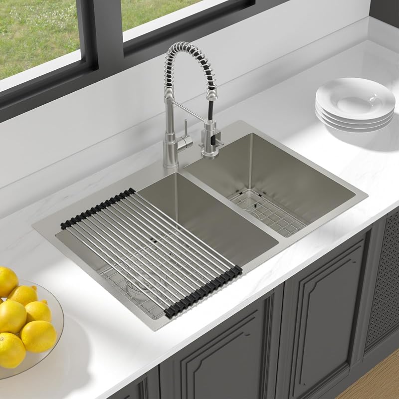 Fregadero cocina acero inox 33x22pulg doble 60/40