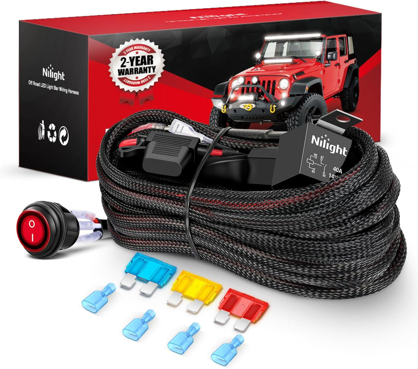 Kit arnés cable 14 AWG 12 V con relé fusible luces Jeep