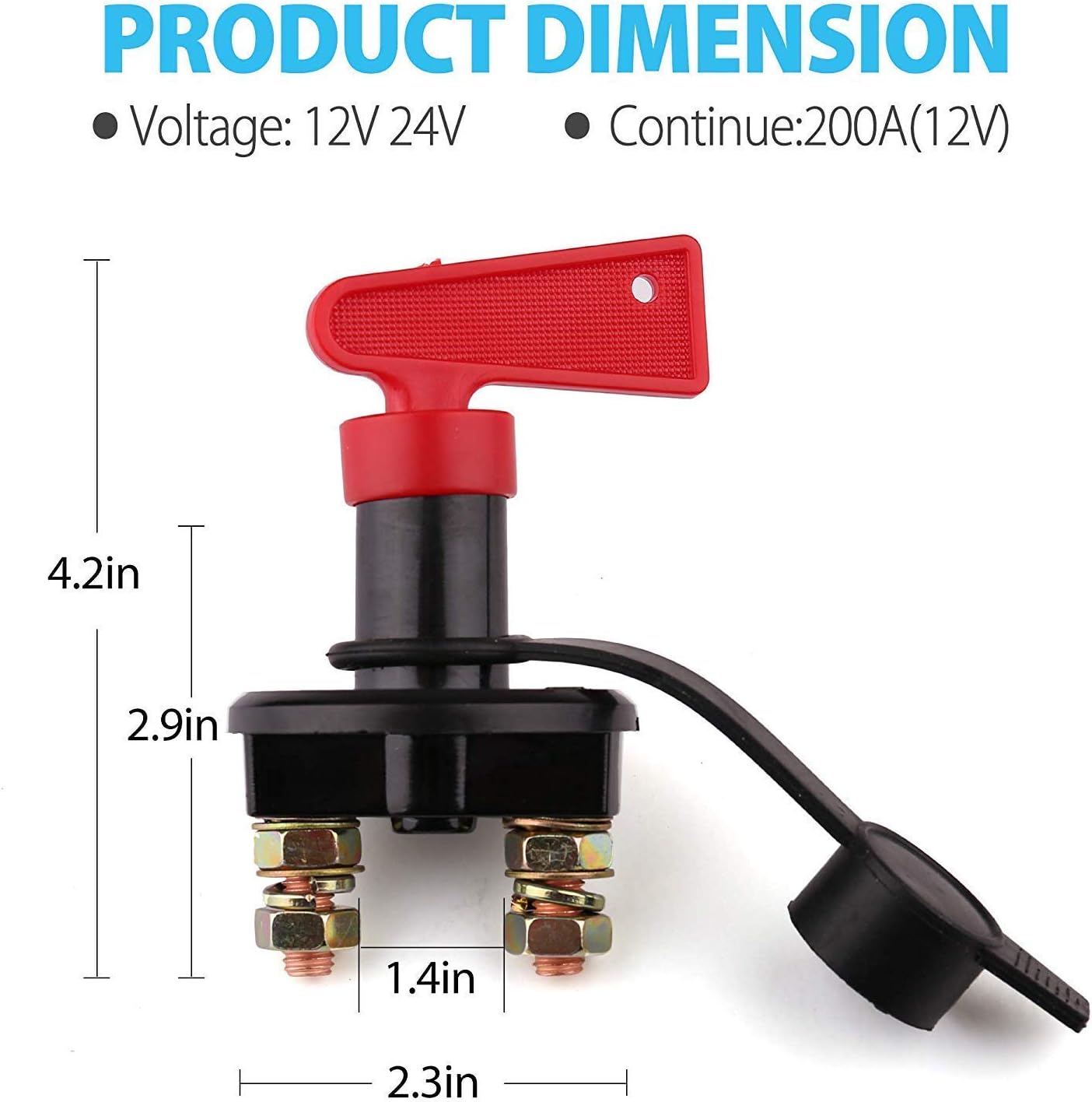 2 Interruptores batería 6-24 V con llave cubierta