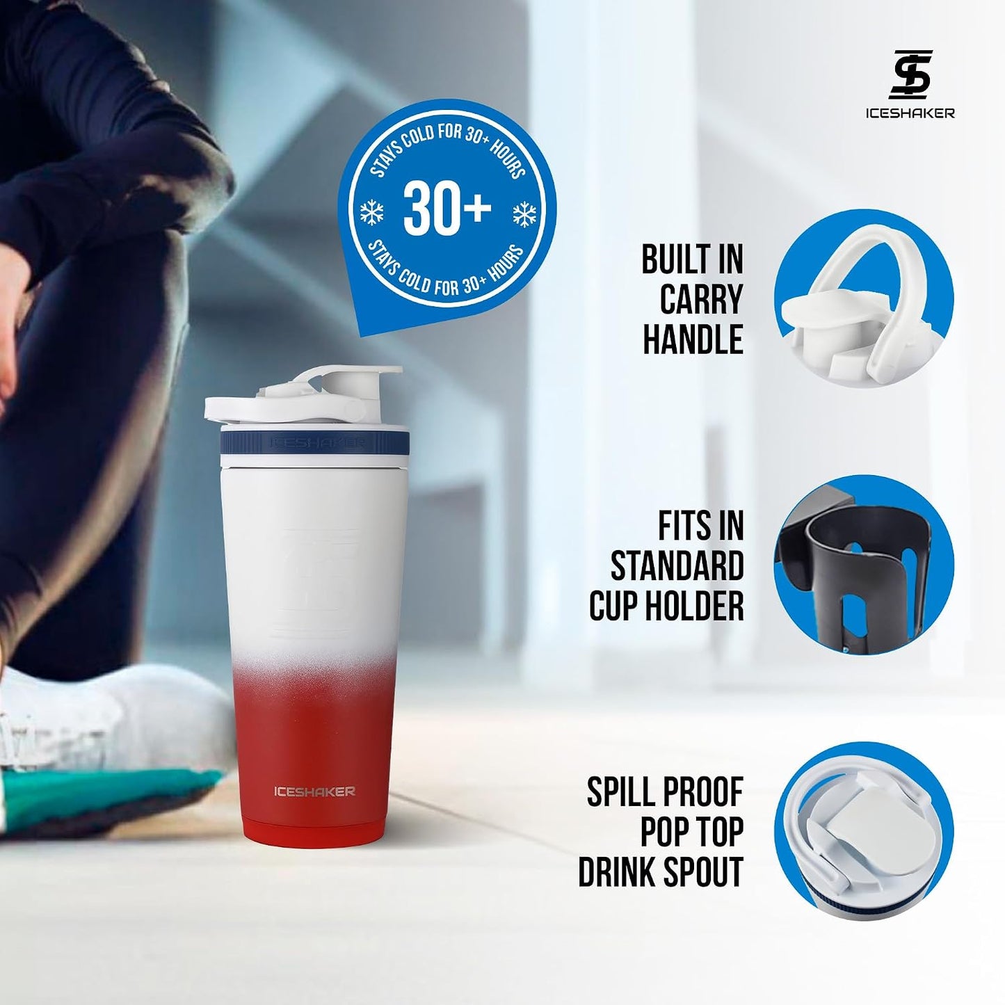 Botella acero inox 770ml con agitador proteína