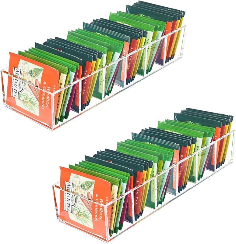 Organizador bolsas té transparente 6 ranuras cocina