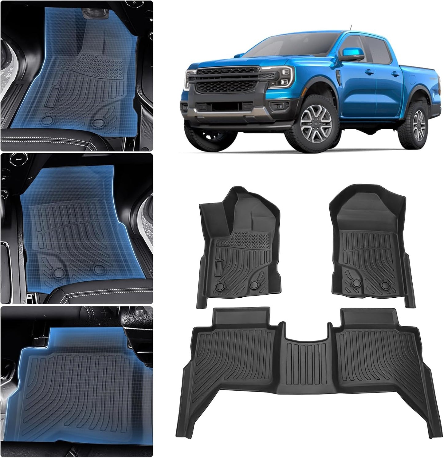 Alfombrillas TPE Ford Ranger 19-23 Negro Resistentes