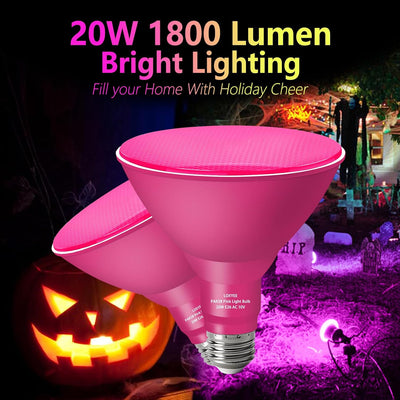 Bombillas LED PAR38 rosadas E26 20W para exteriores Halloween